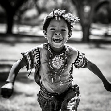 Native American child portrait. Indigenous people's day image.