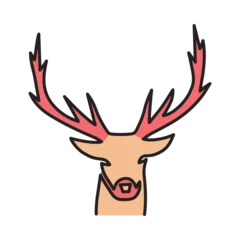 Schilderijen op glas deer hipster, deer head, reindeer, deer head icon © Prosenjit Paul