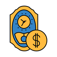 clock, wall clock, watch, time, money, dollar, time money icon