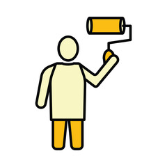 man, brush, paint brush, paint, color paint, roll brush, painter and brush icon