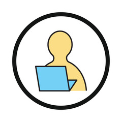 man, computer, laptop, computer expert icon