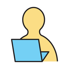 man, computer, laptop, computer expert icon