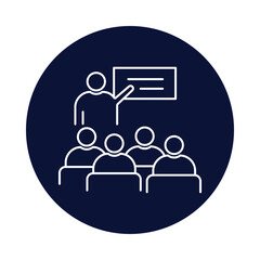 teacher, man, student, teaching, board, table, training, teacher teaching icon