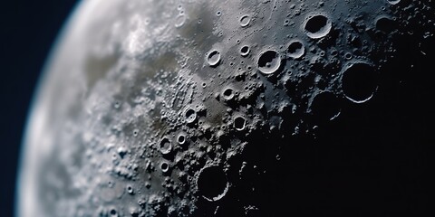 AI Generated. AI Generative. Galaxy space planet moon surface close shot illustration. Decoration landscape. Graphic Art