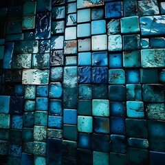 blue antique ceramic glass surface tiles 3D