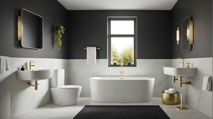 Fototapeta na wymiar bathroom living room interior modern home. Created with Generative AI Technology.