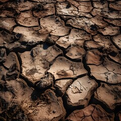 Crumbling wood or earth surface drought
