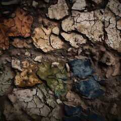 Crumbling wood or earth surface drought