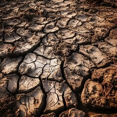 Crumbling wood or earth surface drought