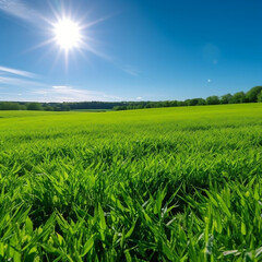 green field and blue sky