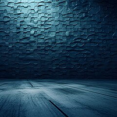 blue tiled room with wall and floor - obrazy, fototapety, plakaty