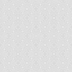 Seamless surface pattern design with elongated hexagons, rhombuses and stars outlines. Figures illustration. Mosaic tiles motif. Repeated polygons background. Ethnic embroidery wallpaper.