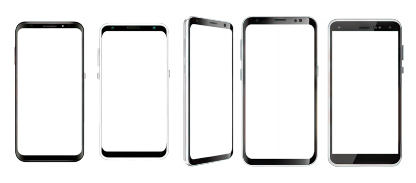Smartphone mockup, outline, flat style screen. Phone mock on White Background