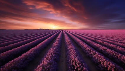Obraz na płótnie Canvas beautiful flower field at sunset