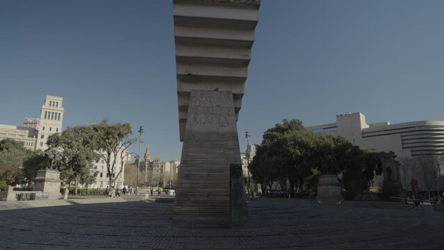 Barcelona, Spain - Pla&ccedil;a de Catalunya Catalonia Plaza - Francesc Maci&agrave; monumen