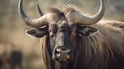 close up of a wildebeest