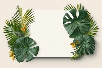 Serenity in Simplicity: Ray Traced Outem Leaves on Blank Greeting Card. Generative AI