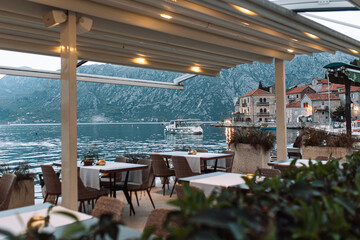Cafe on the Adriatic coast in Montenegro