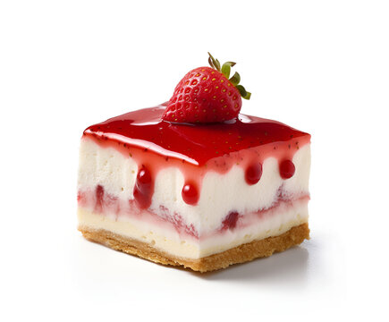 Cheesecake Stuffed With Strawberries On A White Background.