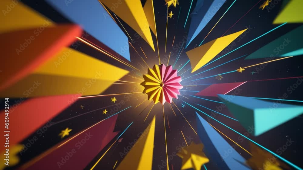 Poster Multicolored glowing lights explode on transparent background. Generative ai