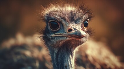 African ostrich head close up - obrazy, fototapety, plakaty