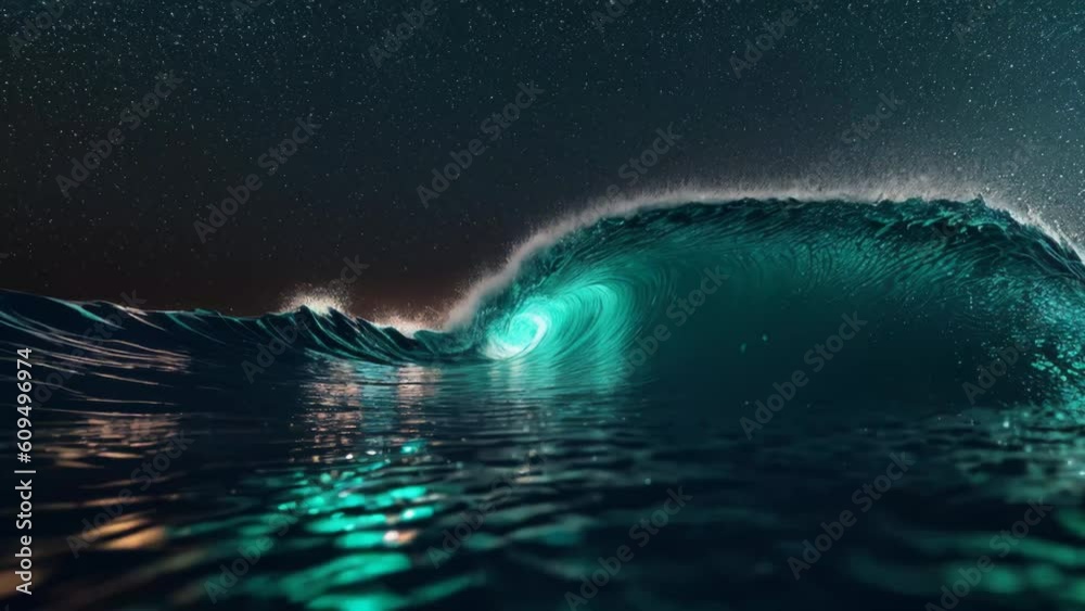 Aufkleber Digital dynamic cyber wave. Abstract futuristic blue background with dots and lines. Big data visualization. 3D rendering. Generative ai