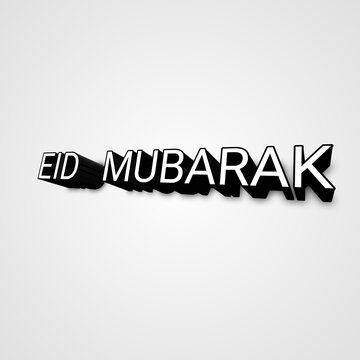 eid mubarak image ,3d font used,with plain white and black background