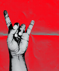 grunge poster background, metal hand sign art graphic design rock retro banner, Punk Rock Show Gig...