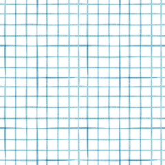 Colorful blue checkered pattern. Seamless watercolor abstract geometric pattern