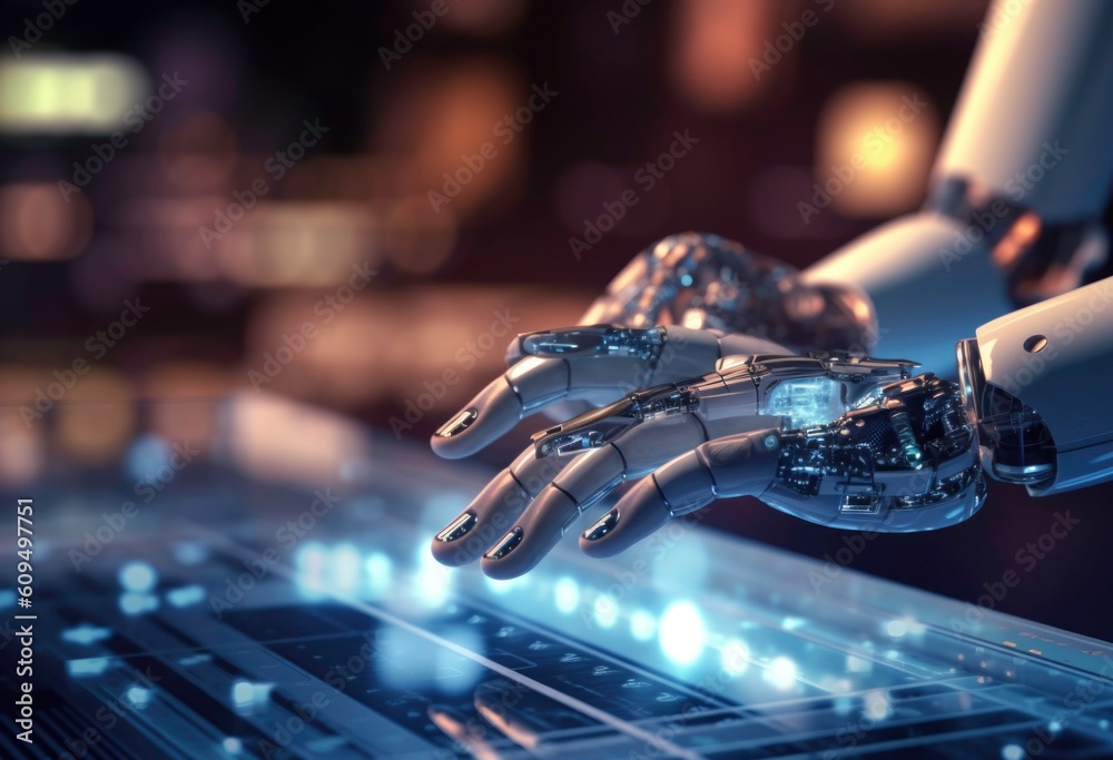Poster how robots learn from typing text - innovation and education generated by ai