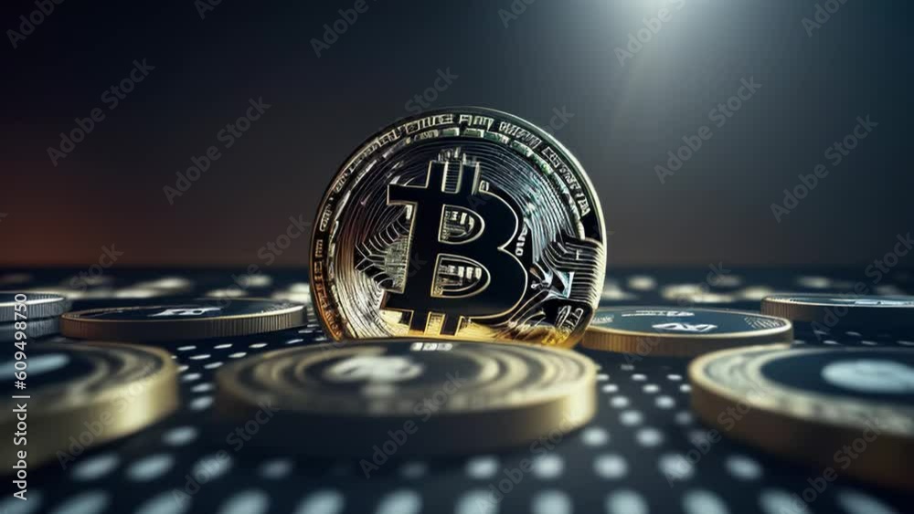 Leinwandbilder vibrant bitcoin illustration as digital cryptocurrency concept in 8k created with generative ai tech