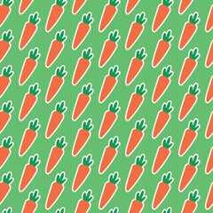Seamless pattern with carrot. Flat design. It's suitable for printing on wrapping, fabric, kitchen decor.