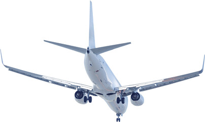 着陸態勢に入った飛行機の後ろ姿