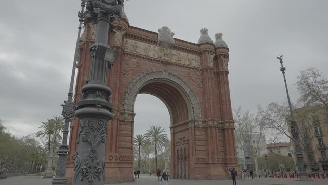 The Arc de Triomf a Triumphal Arch in the City Barcelona, Spain
