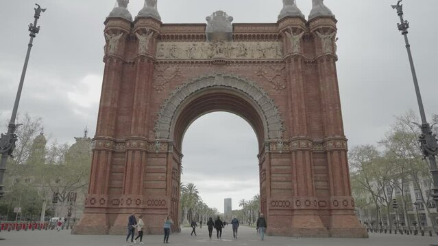The Arc de Triomf a Triumphal Arch in the City Barcelona, Spain