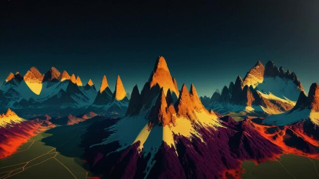 A digital painting of a majestic mountain range landscape. Generative ai