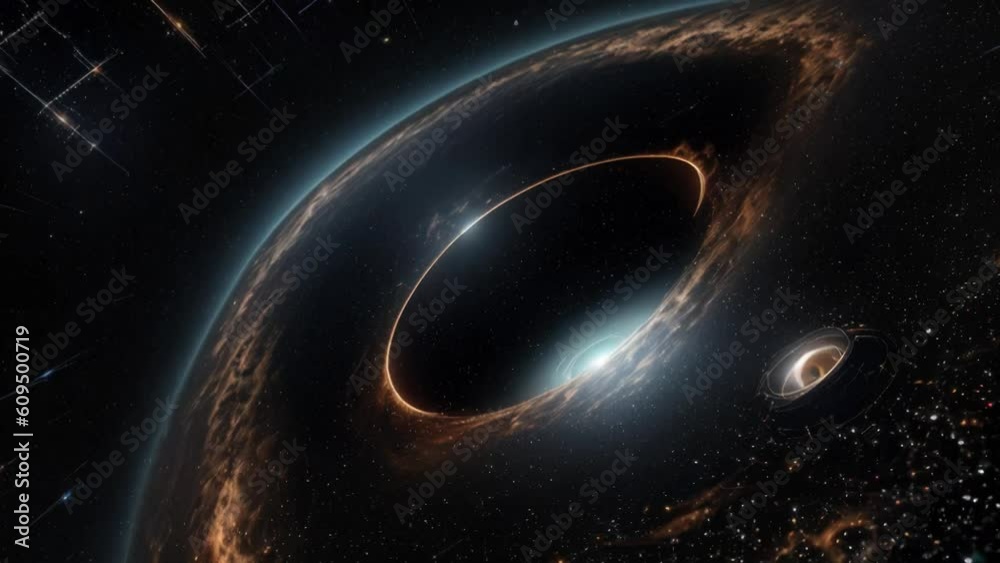 Wall mural a mysterious black hole surrounded by a cluster of shining stars in the infinite sky. generative ai