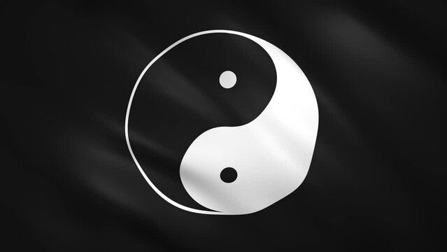 Yin Yang symbol on the black flag