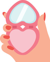 Pocket mirror heart shape. Beauty mirror.