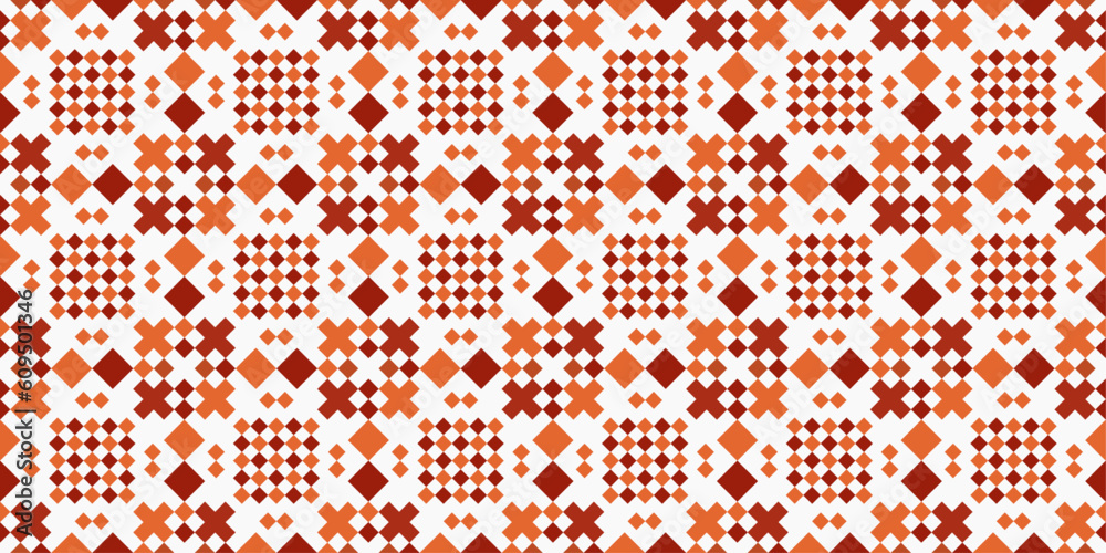 Poster Orange geometric shapes that make up the tiles.
 Vector pattern for design and decoration, on a seamless surface. Seamless repeating pattern.