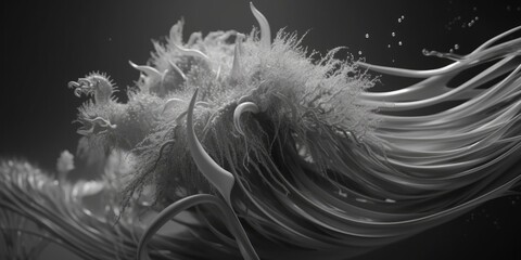 Black and white underwater landscape, ocean scene, seascape, Generative AI