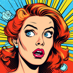 Pop Art style comic book panel with terrified woman in a panic screaming in fear vector poster design illustration,  Created using generative AI tools. © © Raymond Orton
