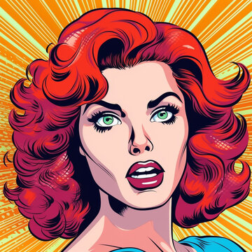 Pop Art style comic book panel with terrified woman in a panic screaming in fear vector poster design illustration,  Created using generative AI tools.