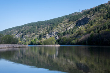 Fototapeta premium Spring Landscape of Pancharevo lake, Bulgaria