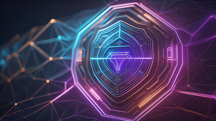 Fototapeta premium Illustration of a high-tech security system shield