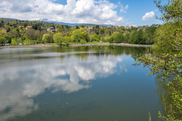 Fototapeta na wymiar Spring Landscape of Pancharevo lake, Bulgaria