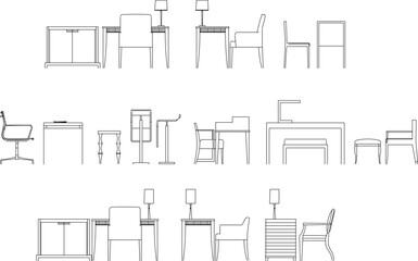 Illustration vector sketch of office employee work area side view