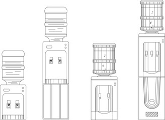 Sketch vector illustration of a gallon water cooler with a drink heater 