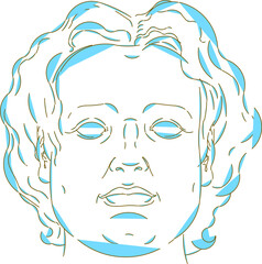 Vector sketch of a person's face with a baby face