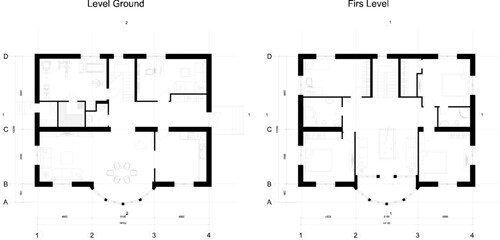 Vector sketch illustration of modern vacation villa house plan